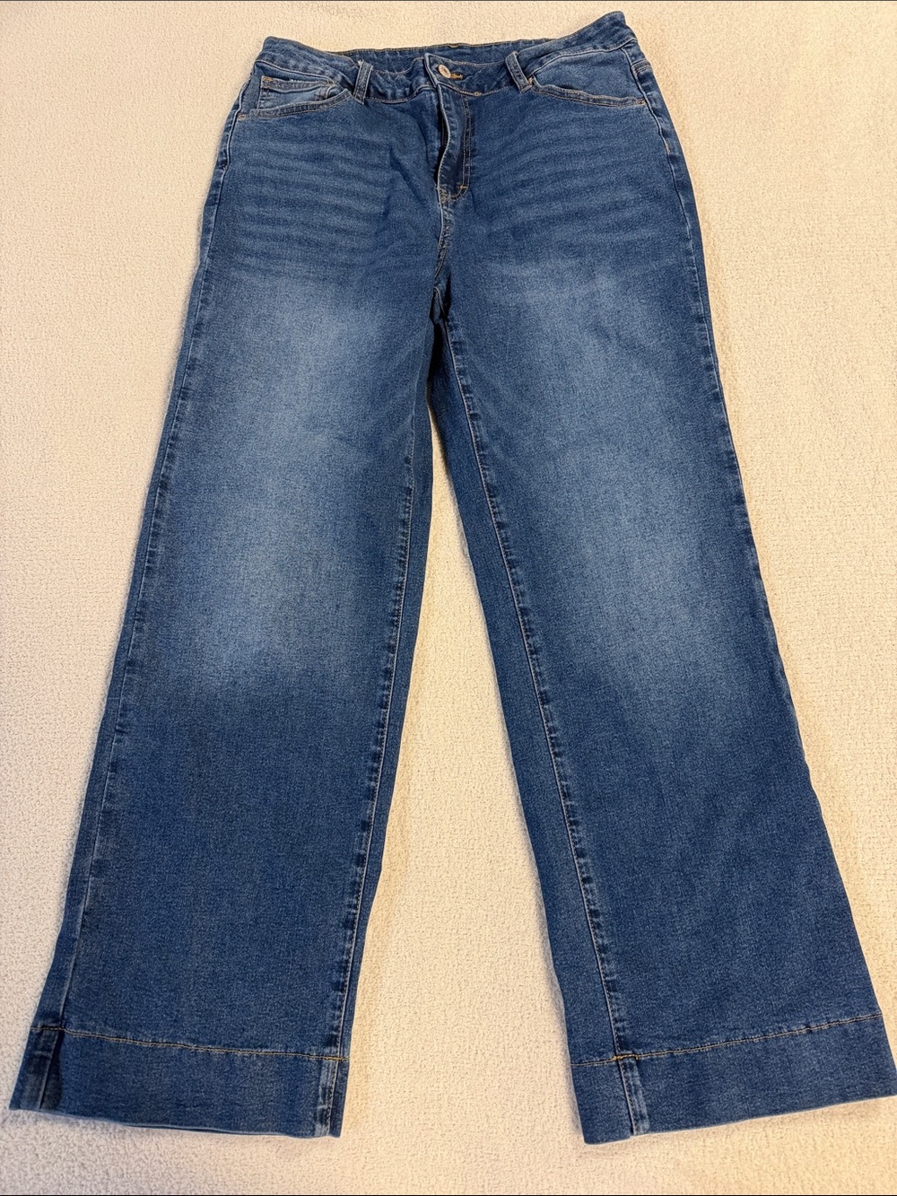 Wide Leg Blue Denim Jeans